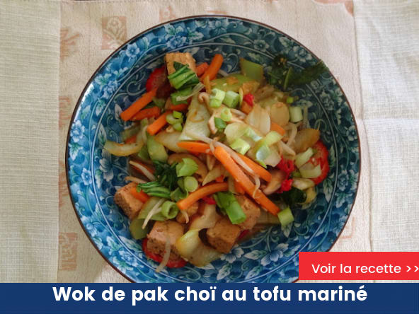 Wok de pak choï au tofu mariné